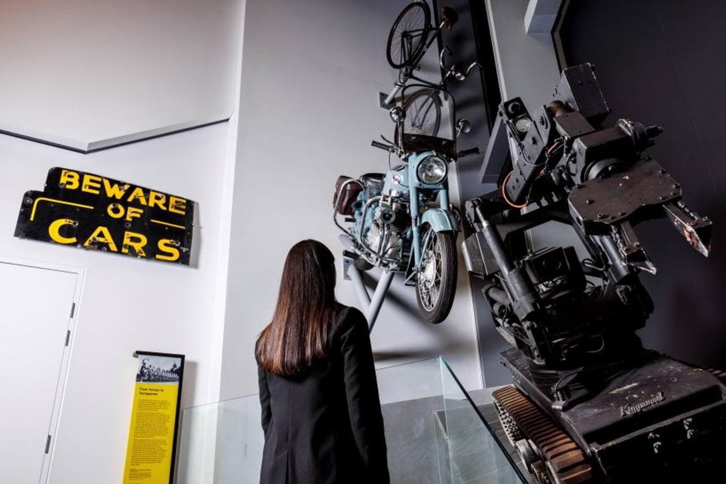 A member of the public explores the exhibits at our new location at 313 Spencer Street.